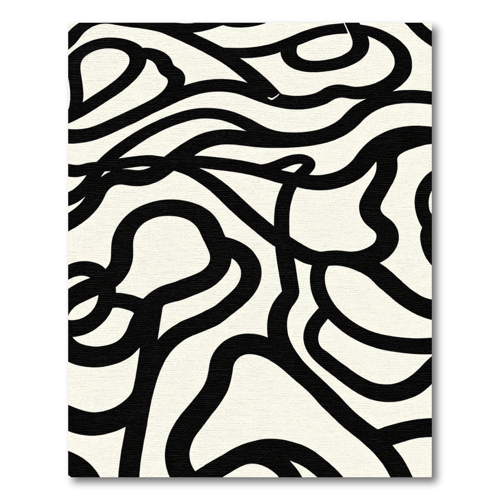 Bold Black Abstract Swirl Rug