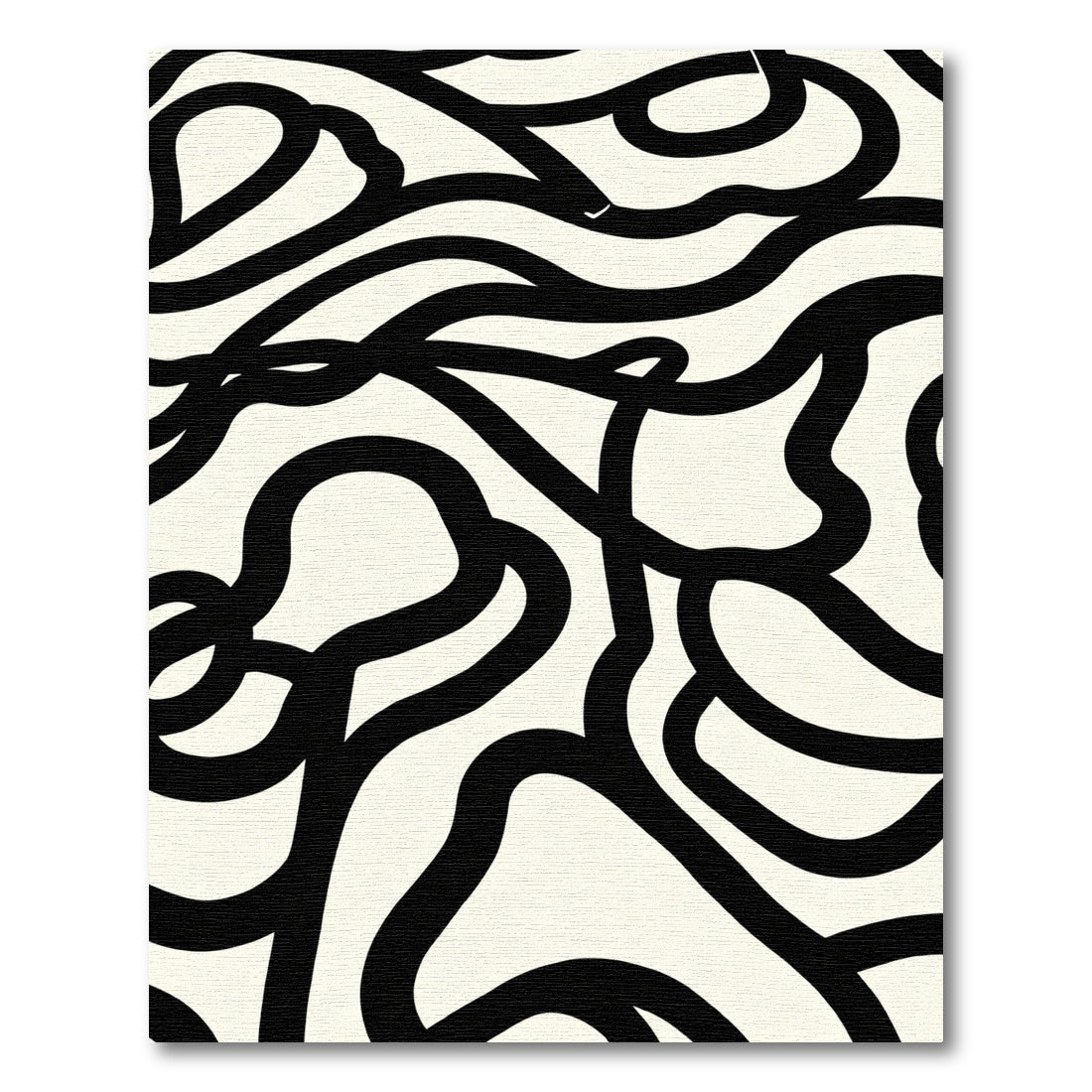 Bold Black Abstract Swirl Rug