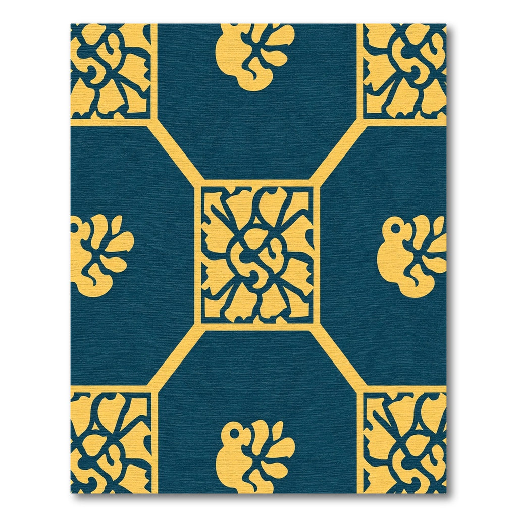 Deep Teal Floral Square Medallion Rug