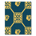 Deep Teal Floral Square Medallion Rug