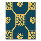 Deep Teal Floral Square Medallion Rug