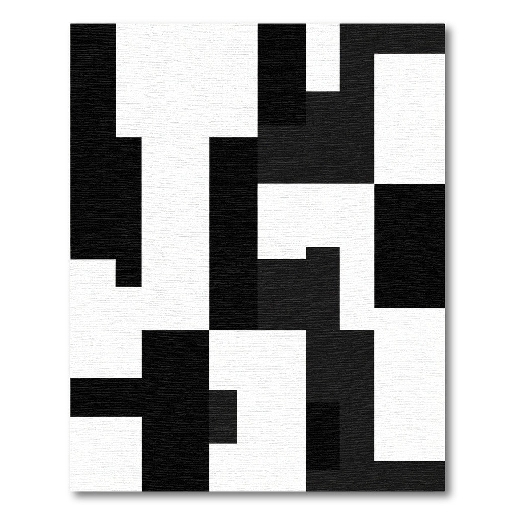Modern Black White Abstract Blocks Rug