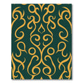 Golden Swirls on Deep Emerald Background Rug