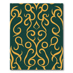 Golden Swirls on Deep Emerald Background Rug