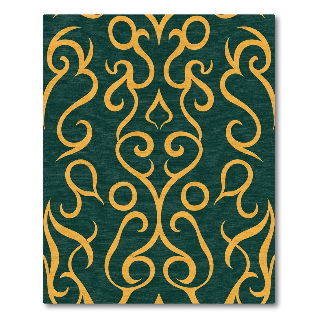 Golden Swirls on Deep Emerald Background Rug