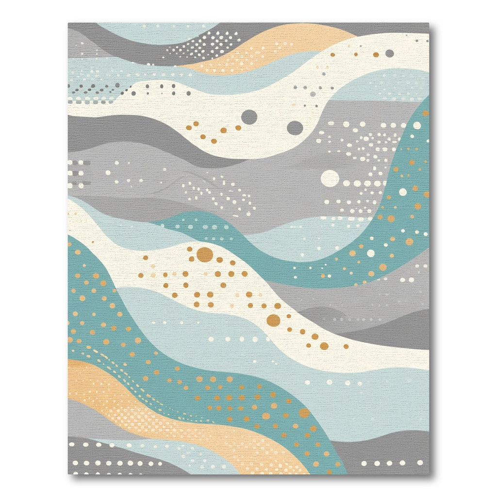 Soft Abstract Horizontal Wave Dots Rug
