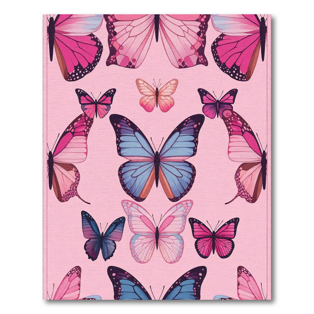 Pink Blue Butterfly Collage Rug