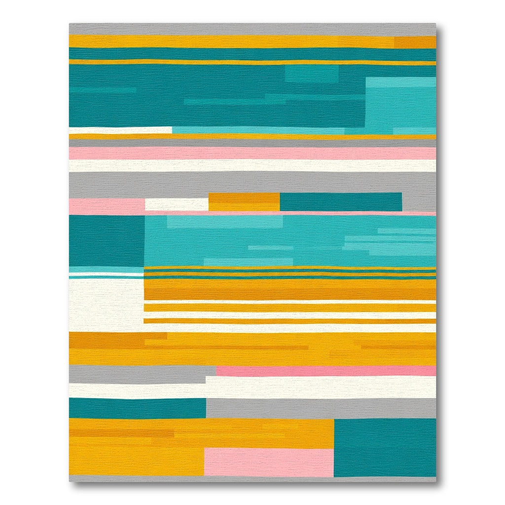 Modern Teal Orange Abstract Stripe Rug