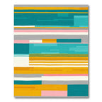 Modern Teal Orange Abstract Stripe Rug