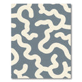 Modern Cream Abstract Swirl Blue Rug
