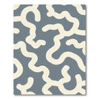 Modern Cream Abstract Swirl Blue Rug