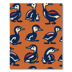 Orange Background Dark Blue Bird Collection Rug
