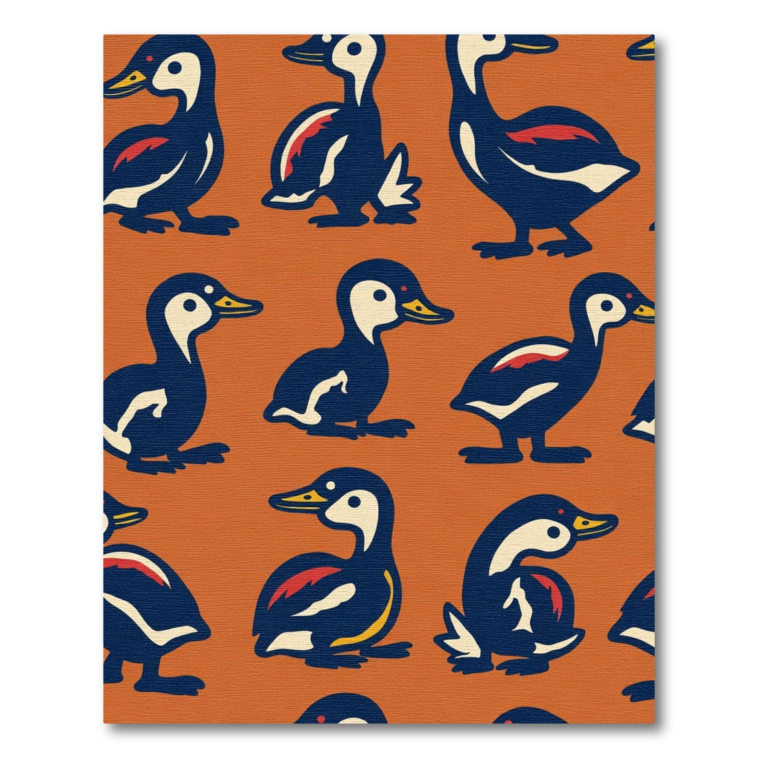 Orange Background Dark Blue Bird Collection Rug