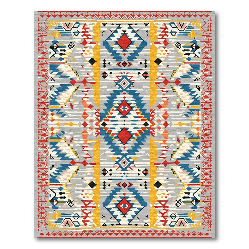 Vibrant Geometric Diamond Tribal Rug