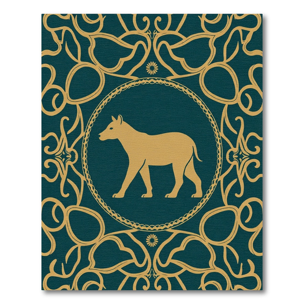 Golden Creature Teal Medallion Rug