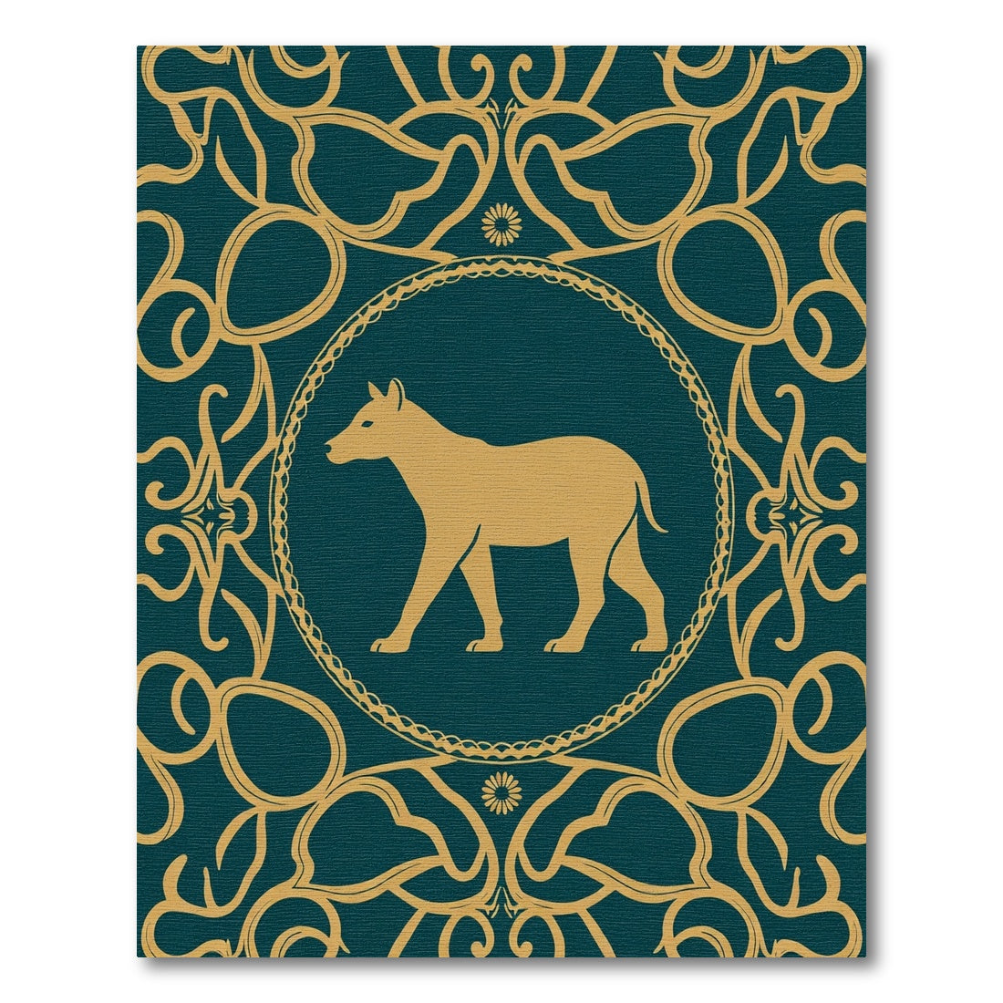 Golden Creature Teal Medallion Rug