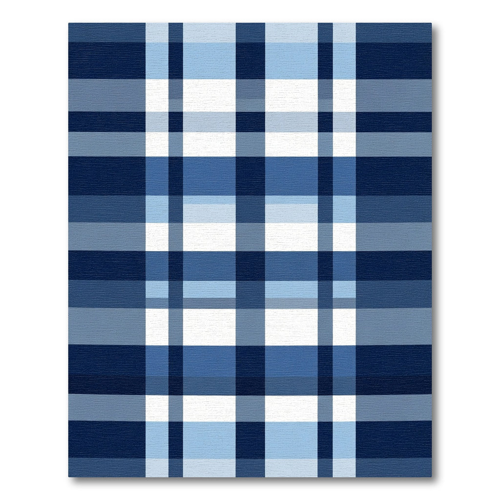 Classic Blue Gingham Plaid Lines Rug