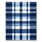 Classic Blue Gingham Plaid Lines Rug