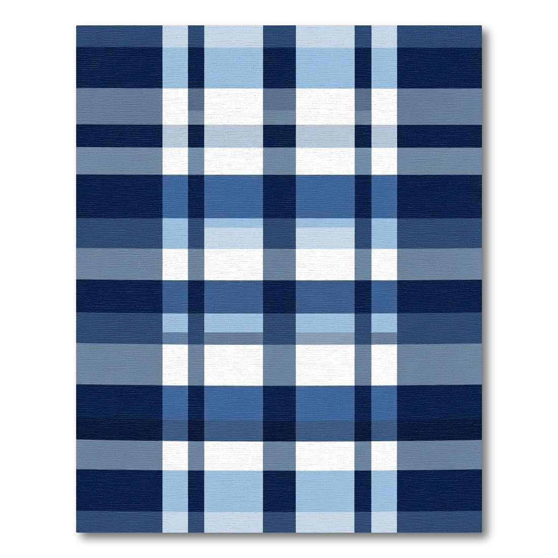 Classic Blue Gingham Plaid Lines Rug