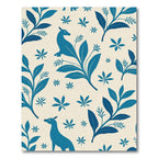 Whimsical Blue Creature Foliage Repeating Rug