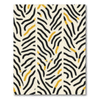 Abstract Black Gold Brushstroke Warped Lines Rug