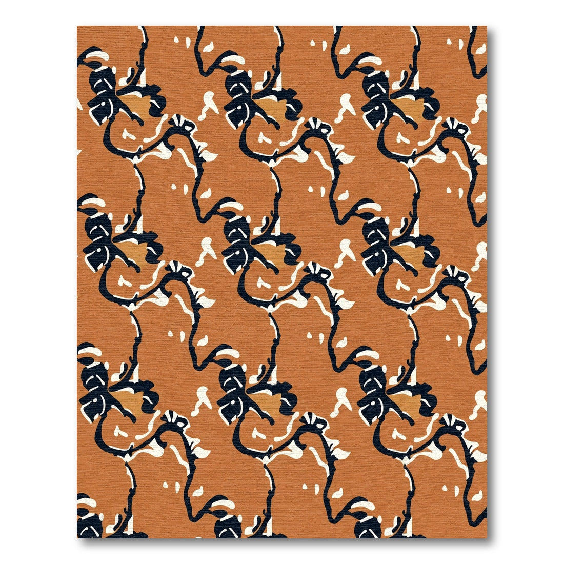Burnt Orange Floral Vine Curvilinear Rug