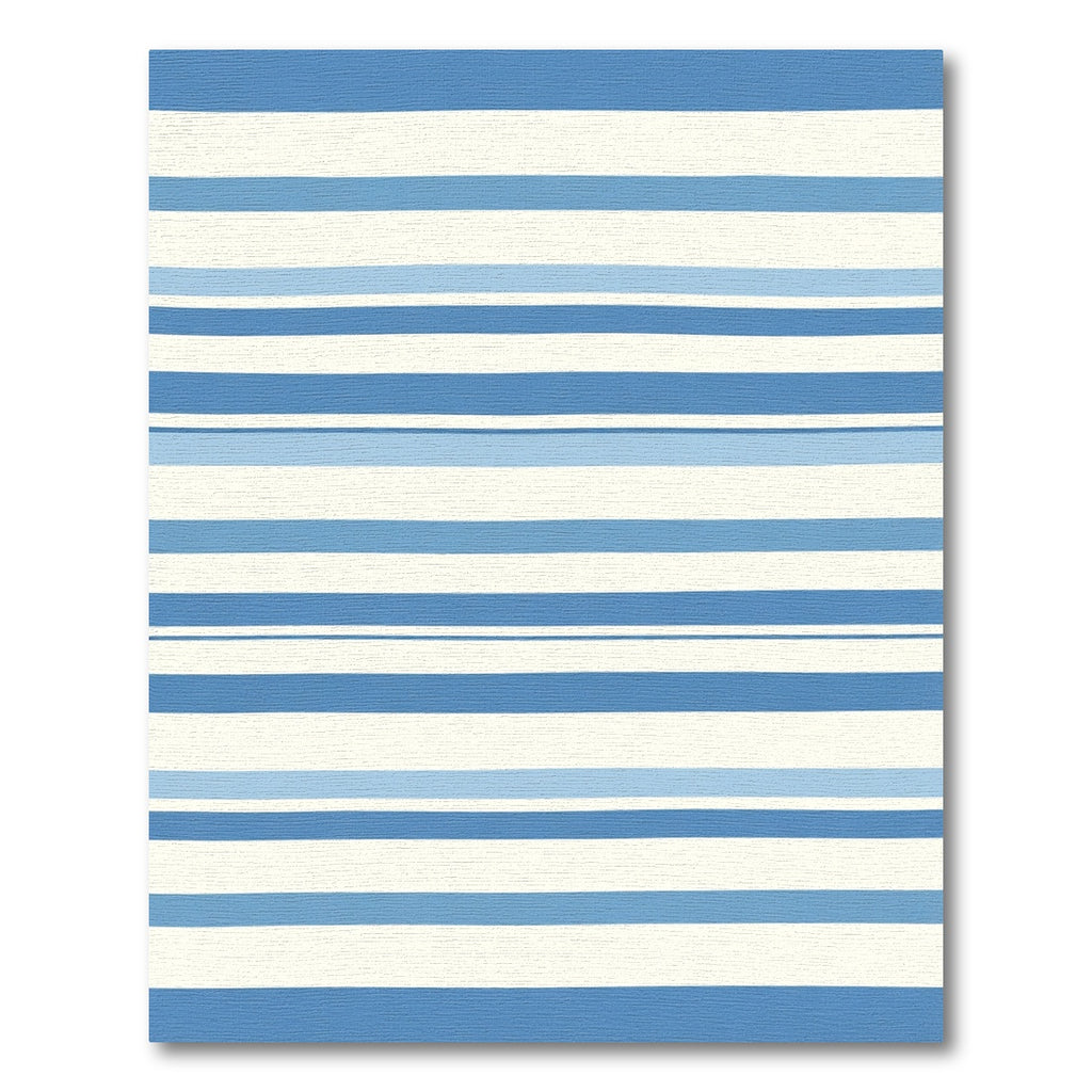 Serene Ocean Blue Striped Rectangles Rug
