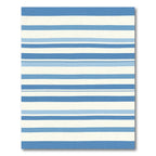 Serene Ocean Blue Striped Rectangles Rug