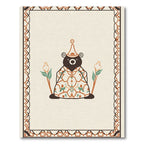 Whimsical Bear Woodland Floral Border Rug