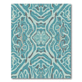 Teal Gray Abstract Symmetric Swirls Rug