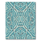 Teal Gray Abstract Symmetric Swirls Rug