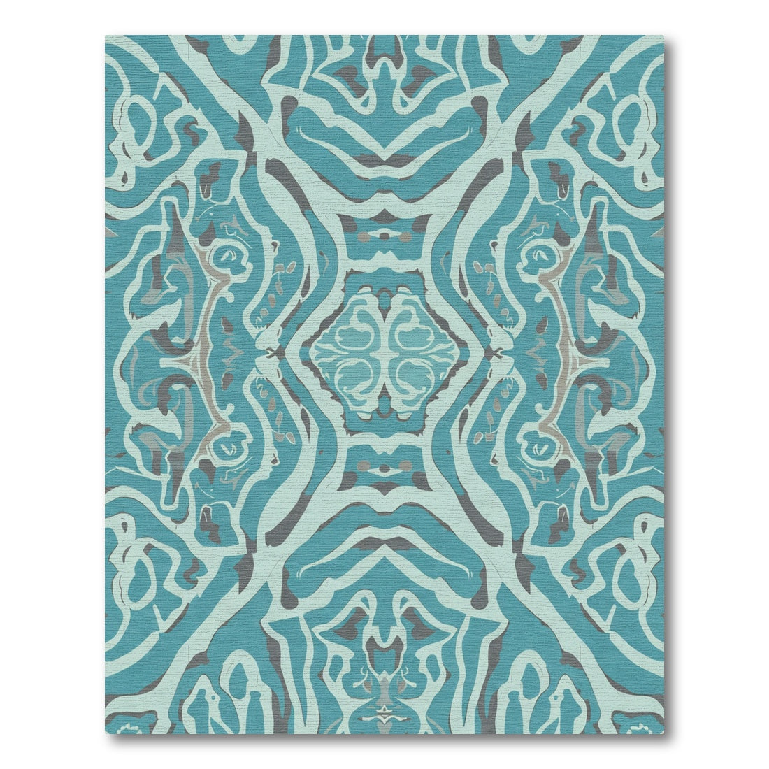 Teal Gray Abstract Symmetric Swirls Rug