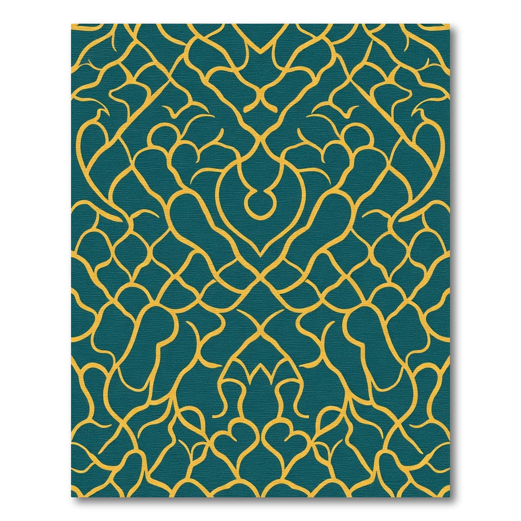 Teal Gold Organic Swirl Network Rug