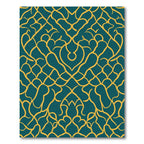 Teal Gold Organic Swirl Network Rug