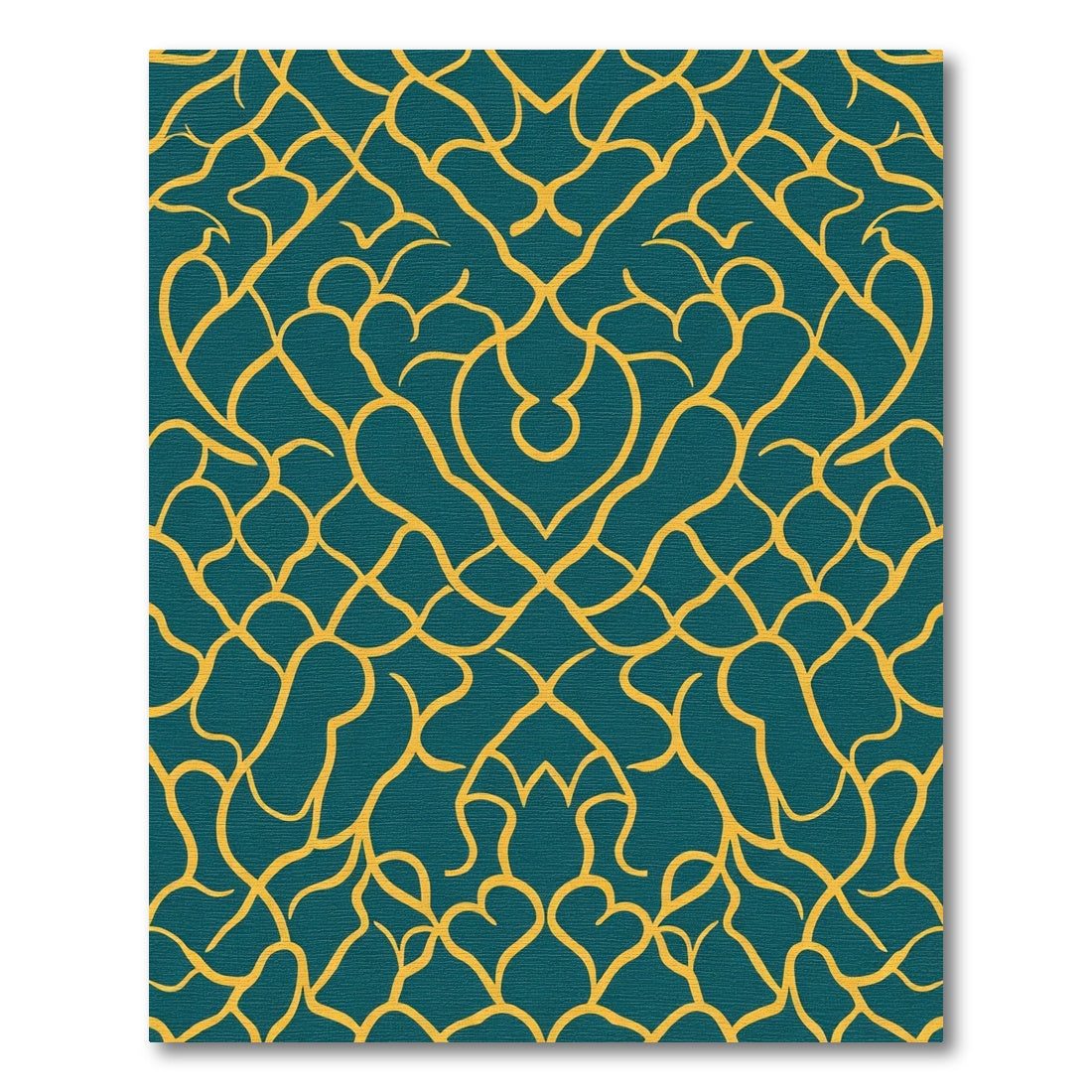 Teal Gold Organic Swirl Network Rug