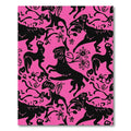 Vibrant Black Leaping Wildlife Hot Pink Rug