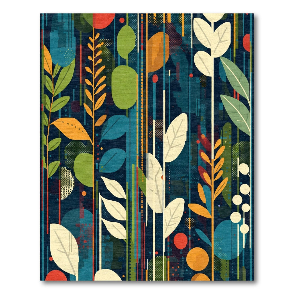 Abstract Botanical Vertical Stripe Rug