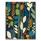 Abstract Botanical Vertical Stripe Rug