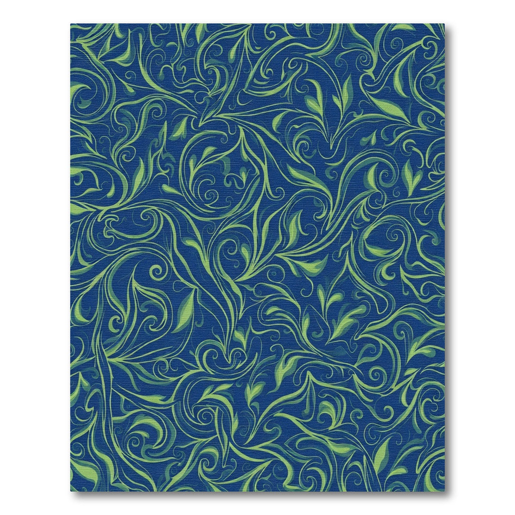 Royal Blue Green Vine Swirl Rug
