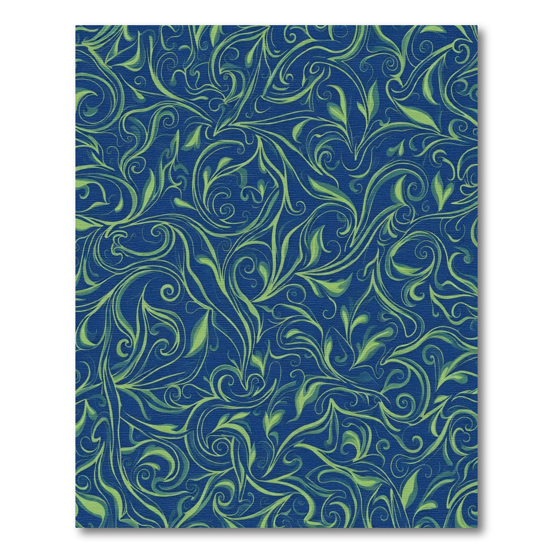 Royal Blue Green Vine Swirl Rug