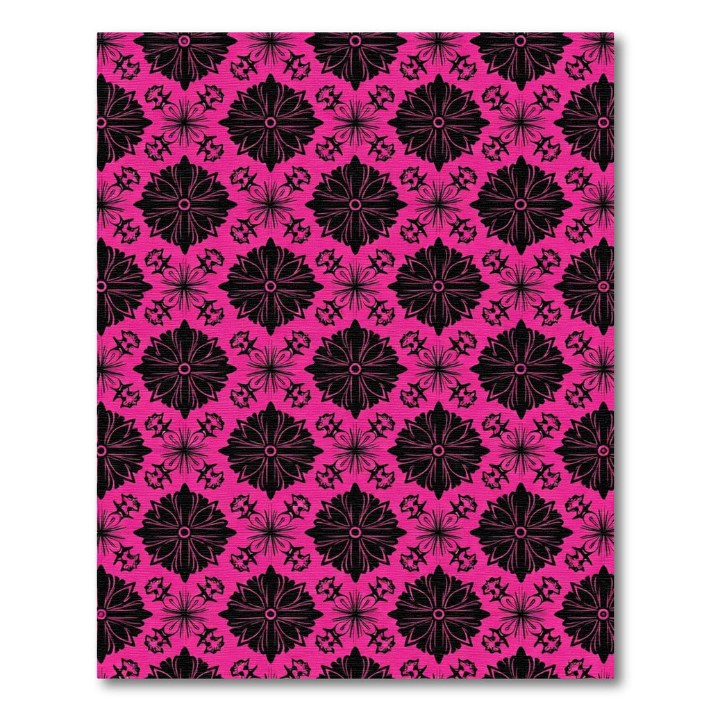 Bold Pink Black Floral medallion Rug