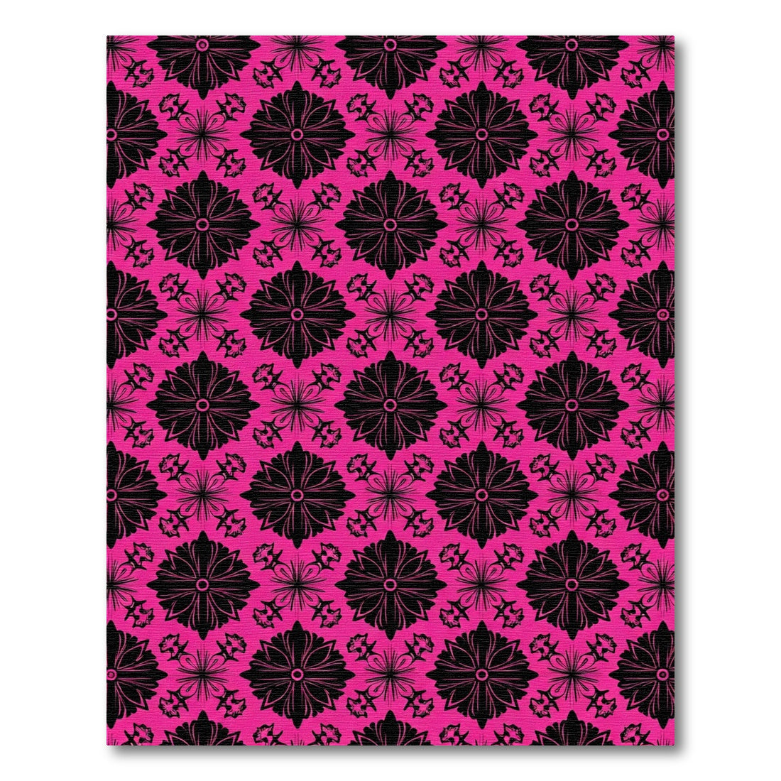 Bold Pink Black Floral medallion Rug