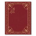 Crimson Whimsical Cat Scrollwork Border Rug