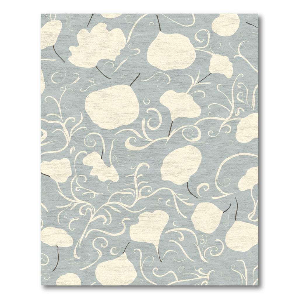 Pale Blue Floral Swirl Abstraction Rug