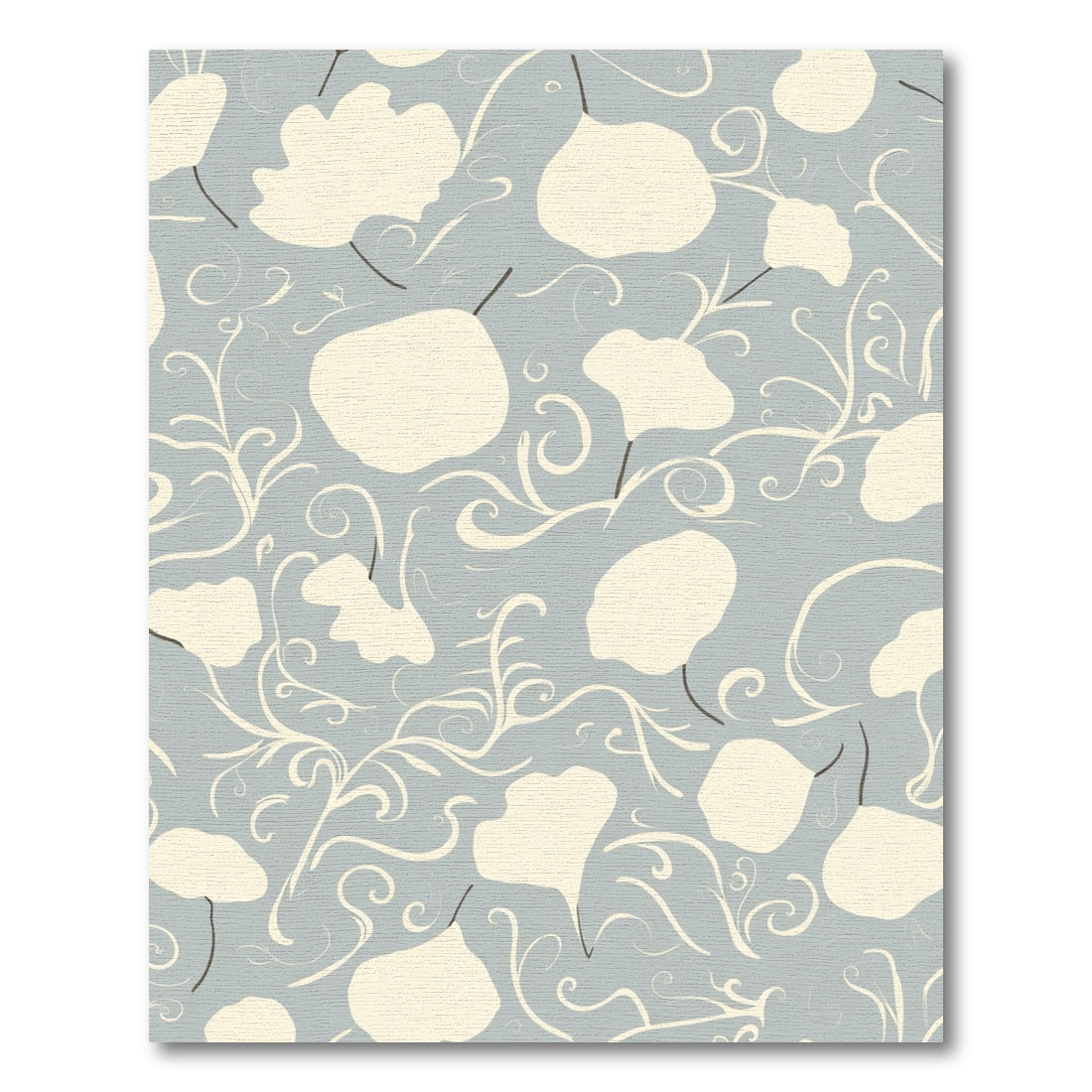 Pale Blue Floral Swirl Abstraction Rug