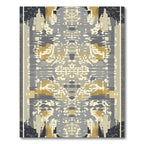 Abstract Gold Grey Pixelated Tapestry Rug