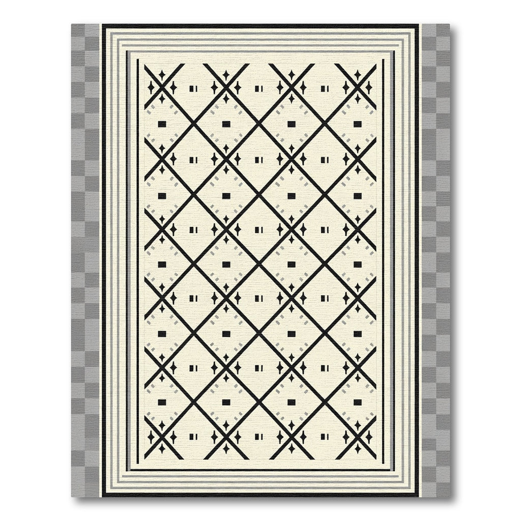 Geometric Diamond Lattice Cream Rug