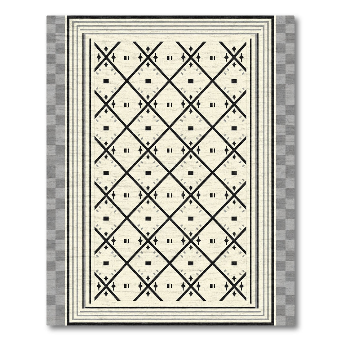 Geometric Diamond Lattice Cream Rug