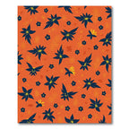 Vibrant Orange Dark Blue Floral Collage Rug