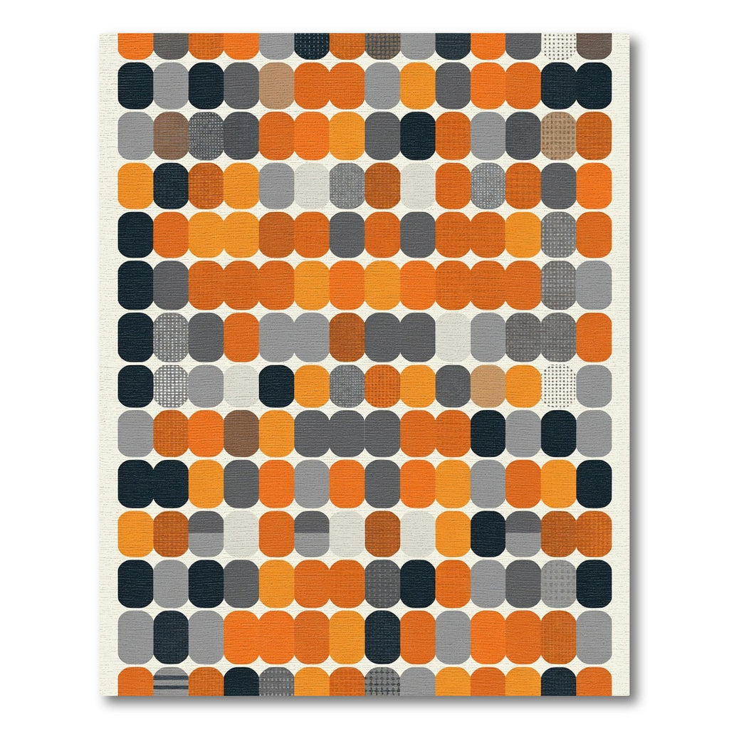 Retro Orange Gray Capsule Grid Rug